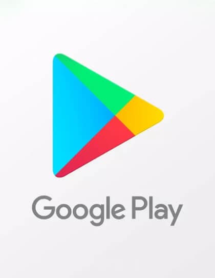 Capa do cartão presente da Google Play. O fundo é brancol com o logotipo da Google Play no centro, representado por um triângulo estilizado nas cores azul, verde, amarelo e vermelho. Abaixo do logotipo, está escrito ‘Cartão Presente’ em letras cinzas. Essa imagem representa um vale-presente para ser usado na loja de aplicativos e conteúdo digital da Google, onde os usuários podem adquirir aplicativos, jogos, músicas, filmes e outros conteúdos.