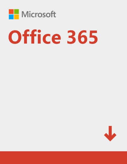 Capa do cartão presente da assinatura do Office 365. O fundo é branco, com uma tarja laranja horizontal fina no lado de baixo da imagem. Na parte superior esquerda está o logo da Microsoft em cinza. Abaixo, em tamanho maior, está escrito "Office 365" em laranja.