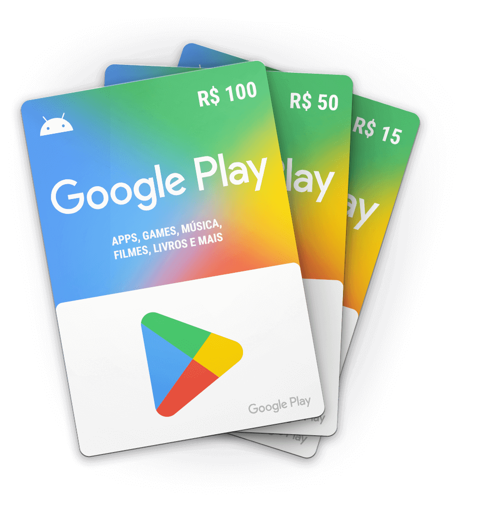 Códigos grátis gift card Google Play + Bônus R$ 100 - Recarga Google Play  (Online)
